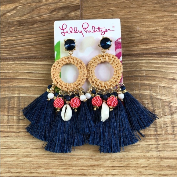 Lilly Pulitzer Jewelry Earrings By the Shore Navy Shell Beach summer NWT - Picture 3 of 4